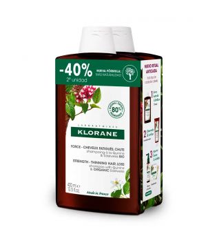 Klorane - Pacote duplo de Shampoo Quinina e Edelweiss - Cabelos enfraquecidos e queda de cabelo