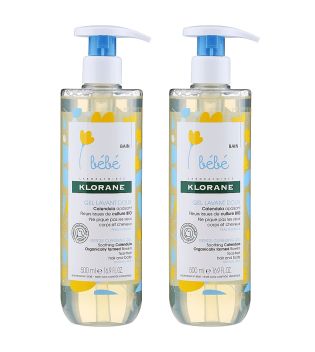 Klorane - Pacote de gel de limpeza infantil suave para corpo e cabelo - Pele normal
