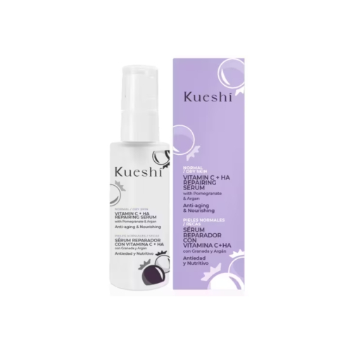 Kueshi - Sérum facial reparador com vitamina C + ácido hialurônico - Para pele normal a seca