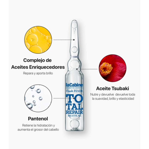 La Cabine - *Flash Hair* - Ampolas reparadoras para cabelos Total Repair - Cabelos danificados
