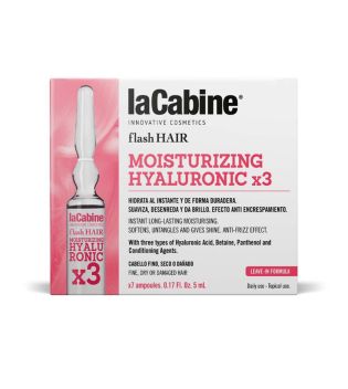 La Cabine - *Flash Hair* - Ampolas hidratantes para cabelos Moisturizing Hyaluronic x3 - Cabelos finos, secos ou danificados