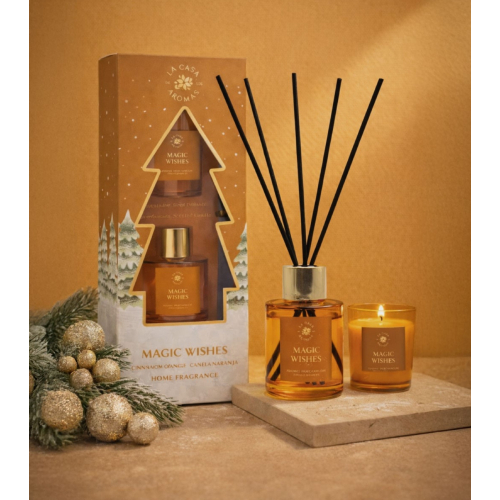La Casa de los Aromas - *Natal* - Conjunto mikado + vela - Magic Wishes