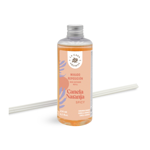 La Casa de los Aromas - Refil de ambientador Mikado 250ml - Canela, Laranja e Pimenta
