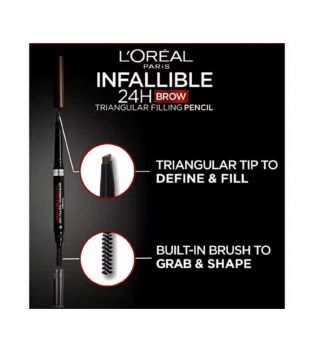 Loreal Paris - Lápis automático para sobrancelhas Infaillible Brows 24h Filling Triangular Pencil - 6.0: Dark blonde