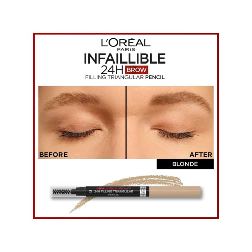 Loreal Paris - Lápis de Sobrancelhas Automático Infalível Brows 24h Filling Triangular Pencil - 7.0: Blonde