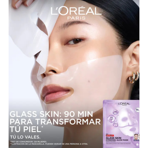 Loreal Paris - Máscara Facial Iluminadora de Hidrogel Revitalift Glass Skin