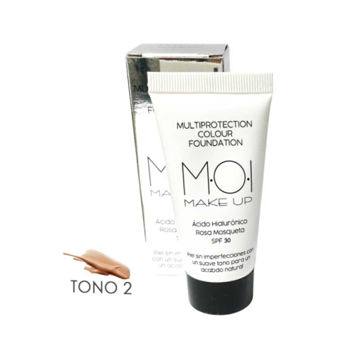 M.O.I. Skincare - Base com ácido hialurônico e rosa mosqueta SPF30 Multiprotection Colour - 02