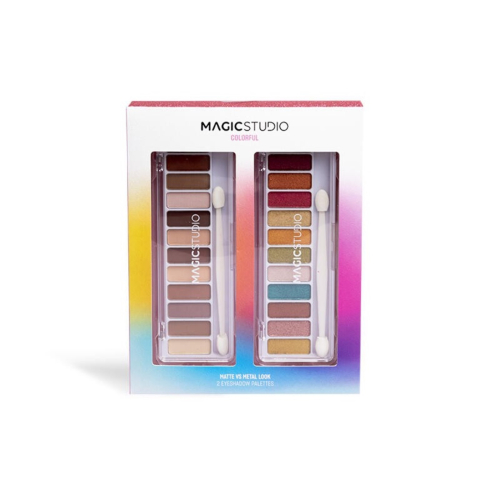 Magic Studio - *Colorful* - Conjunto de paleta de sombras Matte vs Metal Look