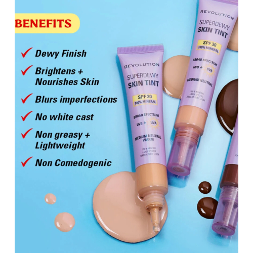 Makeup Revolution - Base Superdewy Skin Tint SPF30 - Medium Neutral Warm