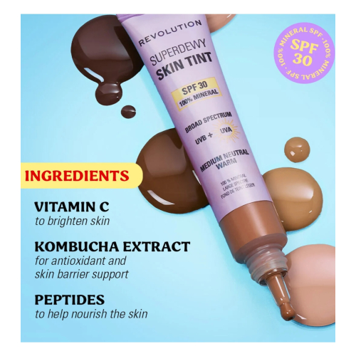 Makeup Revolution - Base Superdewy Skin Tint SPF30 - Medium Tan Warm