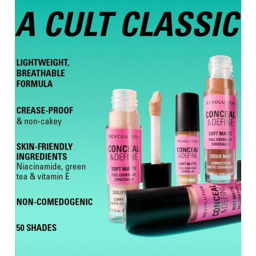 Makeup Revolution - Corretivo Líquido Conceal & Define Soft Matte - C4C