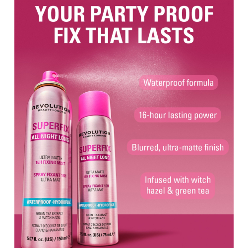 Makeup Revolution - Spray fixador de maquilhagem Superfix All Night Long Waterproof