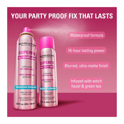 Makeup Revolution - Spray fixador de maquilhagem Superfix All Night Long Waterproof