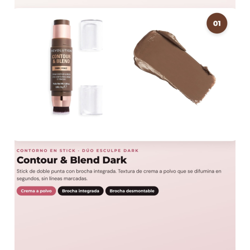Makeup Revolution - Stick de Contorno Reloaded Contour & Blend - Dark + Bronzador em creme Ultra Cream Bronzer - Deep