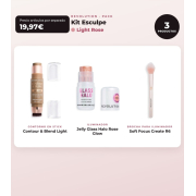 Makeup Revolution - Set de Contorno em stick Reloaded Contour & Blend - Light + Iluminador Jelly Glass Halo - Rose Glow + Pincel para iluminador Soft Focus Create - R6