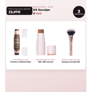 Makeup Revolution - Set de Contorno em stick Reloaded Contour & Blend - Light + Iluminador Jelly Glass Halo - Golden Glow + Pincel para iluminador Soft Focus Create - R6