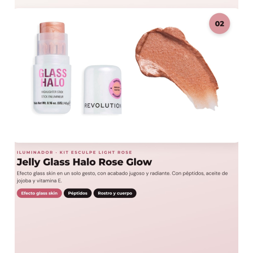 Makeup Revolution - Set de Contorno em stick Reloaded Contour & Blend - Light + Iluminador Jelly Glass Halo - Rose Glow + Pincel para iluminador Soft Focus Create - R6