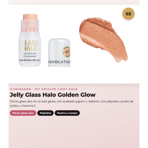 Makeup Revolution - Set de Contorno em stick Reloaded Contour & Blend - Light + Iluminador Jelly Glass Halo - Golden Glow + Pincel para iluminador Soft Focus Create - R6