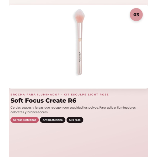 Makeup Revolution - Set de Contorno em stick Reloaded Contour & Blend - Light + Iluminador Jelly Glass Halo - Rose Glow + Pincel para iluminador Soft Focus Create - R6