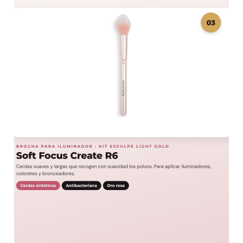 Makeup Revolution - Set de Contorno em stick Reloaded Contour & Blend - Light + Iluminador Jelly Glass Halo - Golden Glow + Pincel para iluminador Soft Focus Create - R6