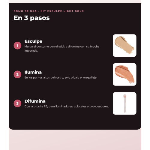 Makeup Revolution - Set de Contorno em stick Reloaded Contour & Blend - Light + Iluminador Jelly Glass Halo - Golden Glow + Pincel para iluminador Soft Focus Create - R6