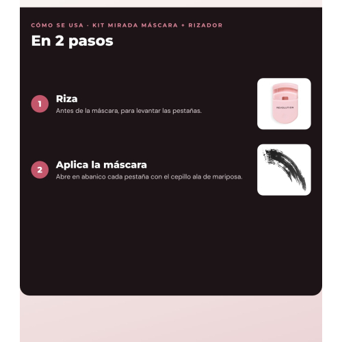 Makeup Revolution - Set de Máscara de Pestanas Wispify False Lash + Rizador de Pestanas Lash Stash