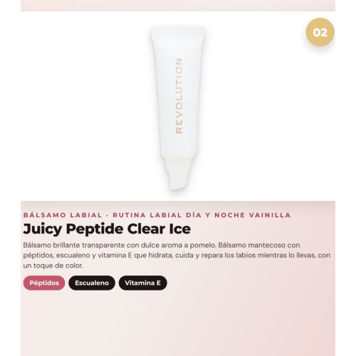 Makeup Revolution - Set de Máscara labial Juicy Peptide Pudding - Frosted Vanilla + Bálsamo labial Juicy Peptide - Clear Ice + Óleo labial Pout Lip Charm - Lychee Clear Blue