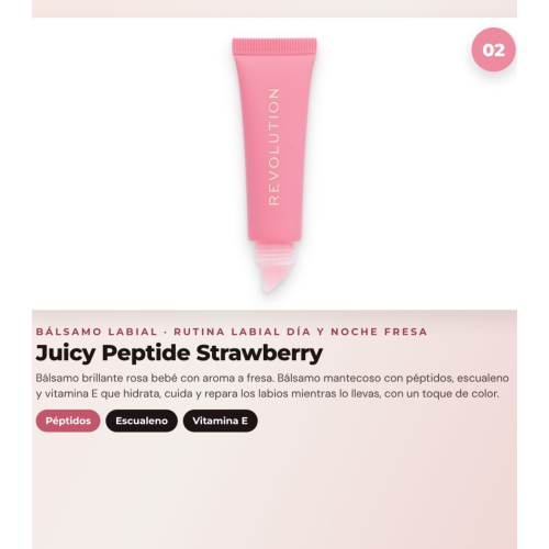 Makeup Revolution - Conjunto de Máscara labial Juicy Peptide Pudding - Strawberry Soufflé + Bálsamo labial Juicy Peptide - Strawberry + Óleo labial Aqua Drip Cooling