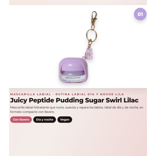 Makeup Revolution - Conjunto de Máscara labial Juicy Peptide Pudding - Sugar Swirl Lilac + Bálsamo labial Juicy Peptide - Spice + Óleo para lábios Glaze Oil - Lust Clear