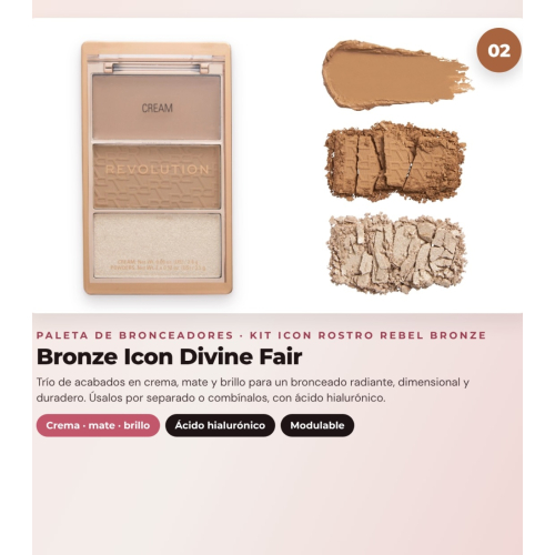Makeup Revolution - Conjunto de Paleta de blushes Icon Blush - Rebellious Red + Paleta de bronzers Bronze Icon - Divine Fair + Paleta de iluminadores Highlight Icon - Molten Bronze