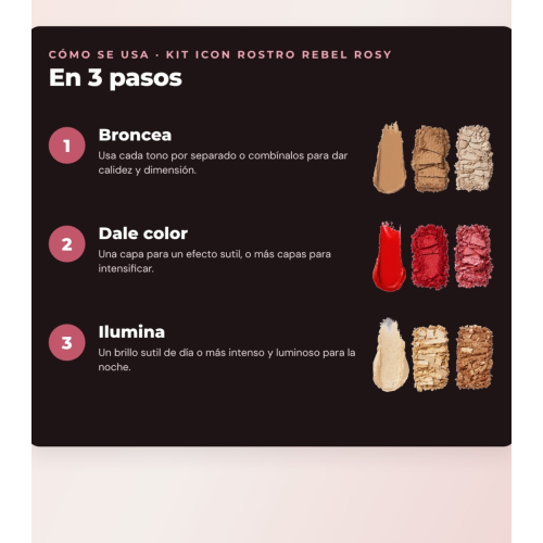 Makeup Revolution - Conjunto de Paleta de blushes Icon Blush - Rebellious Red + Paleta de bronzers Bronze Icon - Divine Fair + Paleta de iluminadores Highlight Icon - Rosy Gold Glow