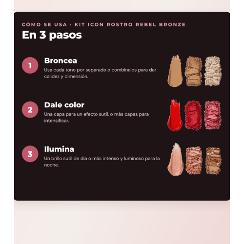 Makeup Revolution - Conjunto de Paleta de blushes Icon Blush - Rebellious Red + Paleta de bronzers Bronze Icon - Divine Fair + Paleta de iluminadores Highlight Icon - Molten Bronze