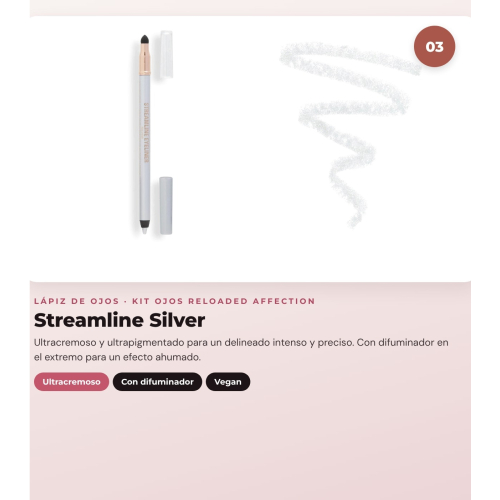 Makeup Revolution - Conjunto de Paleta de sombras Reloaded - Affection + Delineador de olhos Felt & Kohl Precision Dual Liner - Brown + Delineador de olhos Streamline Waterline Eyeliner Pencil - Silver