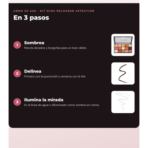 Makeup Revolution - Conjunto de Paleta de sombras Reloaded - Affection + Delineador de olhos Felt & Kohl Precision Dual Liner - Brown + Delineador de olhos Streamline Waterline Eyeliner Pencil - Silver