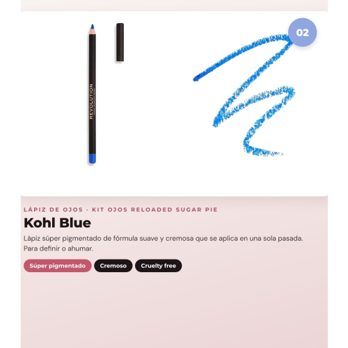 Makeup Revolution - Conjunto de Paleta de sombras Reloaded -  Sugar Pie + Delineador de olhos Kohl - Blue + Delineador de olhos Streamline Waterline Eyeliner Pencil - Gold