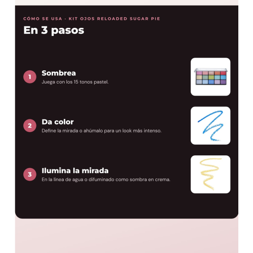 Makeup Revolution - Conjunto de Paleta de sombras Reloaded -  Sugar Pie + Delineador de olhos Kohl - Blue + Delineador de olhos Streamline Waterline Eyeliner Pencil - Gold