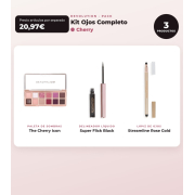 Makeup Revolution - Conjunto de Paleta de sombras The Cherry Icon + Delineador de olhos líquido Super Flick - Black + Delineador de olhos Streamline Waterline Eyeliner Pencil - Rose Gold