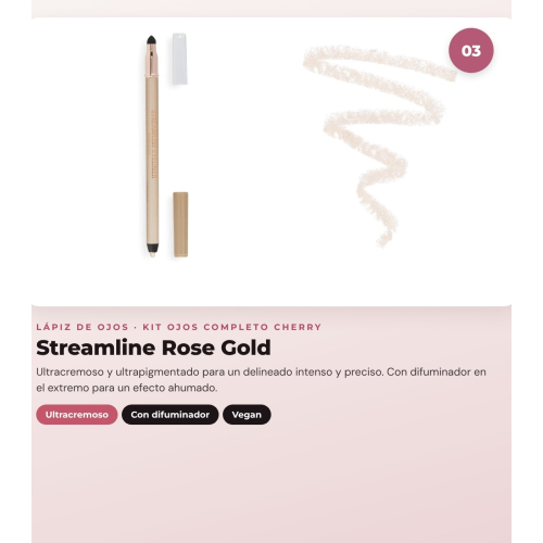 Makeup Revolution - Conjunto de Paleta de sombras The Cherry Icon + Delineador de olhos líquido Super Flick - Black + Delineador de olhos Streamline Waterline Eyeliner Pencil - Rose Gold