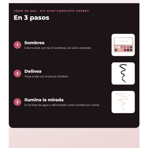 Makeup Revolution - Conjunto de Paleta de sombras The Cherry Icon + Delineador de olhos líquido Super Flick - Black + Delineador de olhos Streamline Waterline Eyeliner Pencil - Rose Gold