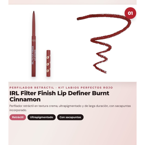 Makeup Revolution - Set de Perfilador de Lábios IRL Filter Finish Lip Definer - Burnt Cinnamon + Barra de Lábios Satinada Lip Allure Soft Satin + Labial Líquido Mate Air Blur - Fiery