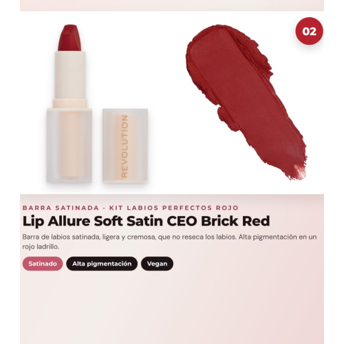 Makeup Revolution - Set de Perfilador de Lábios IRL Filter Finish Lip Definer - Burnt Cinnamon + Barra de Lábios Satinada Lip Allure Soft Satin + Labial Líquido Mate Air Blur - Fiery