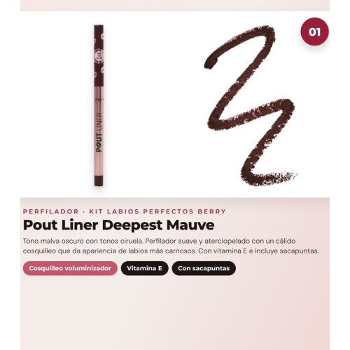Makeup Revolution - Set de Perfilador de Lábios Pout Liner - Deepest Mauve + Barra de Lábios Satinada Lip Allure - Material Girl Wine + Óleo Labial em Barra Jelly - Watermelon Crush Red