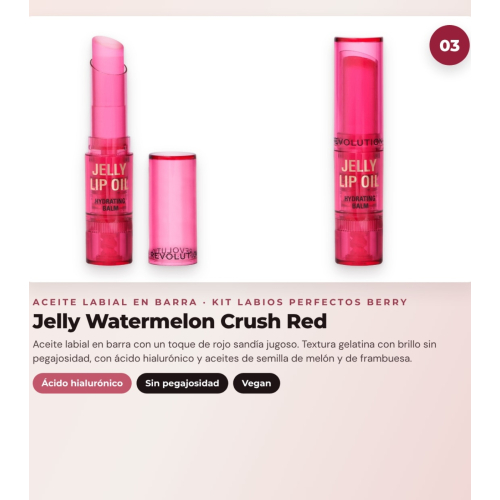 Makeup Revolution - Set de Perfilador de Lábios Pout Liner - Deepest Mauve + Barra de Lábios Satinada Lip Allure - Material Girl Wine + Óleo Labial em Barra Jelly - Watermelon Crush Red