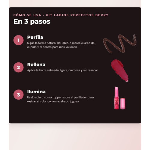 Makeup Revolution - Set de Perfilador de Lábios Pout Liner - Deepest Mauve + Barra de Lábios Satinada Lip Allure - Material Girl Wine + Óleo Labial em Barra Jelly - Watermelon Crush Red