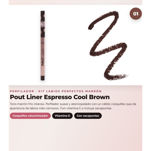Makeup Revolution - Set de Perfilador de Lábios Pout Liner - Espresso Cool Brown + Labial Líquido IRL Whipped Lip Crème - Espresso Nude + Brilho de Lábios com Shimmer Pout Bomb - Chocolate Sparkle