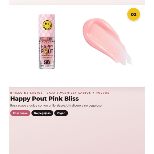Makeup Revolution - Conjunto *S.W.Smiley* - Brilho labial Stellar Shine + Brilho labial Pink Bliss + Bálsamo para lábios e bochechas pH + Pós soltos Sunshine