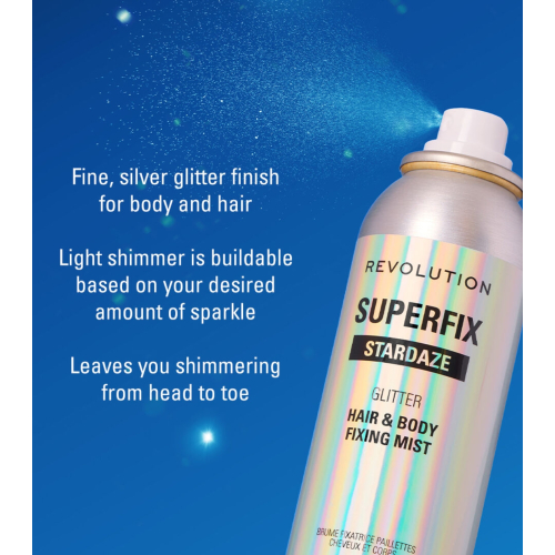 Makeup Revolution - Spray de glitter para corpo e cabelo Superfix Stardaze