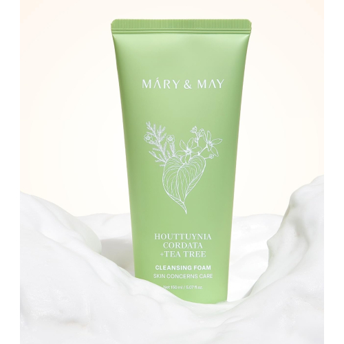 Mary & May - Limpador facial em espuma purificante Houttuynia Cordata + Tea Tree