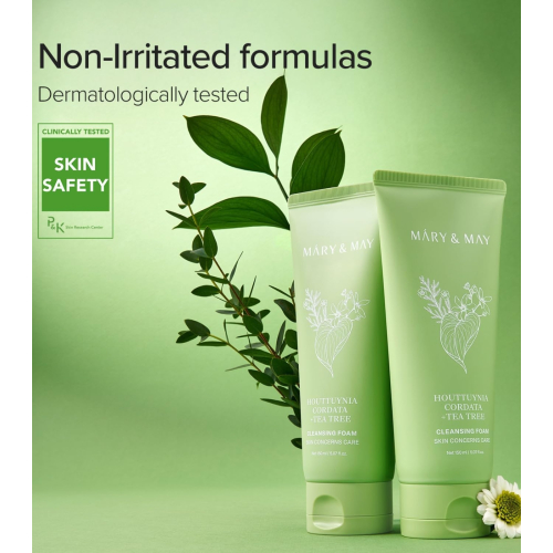 Mary & May - Limpador facial em espuma purificante Houttuynia Cordata + Tea Tree