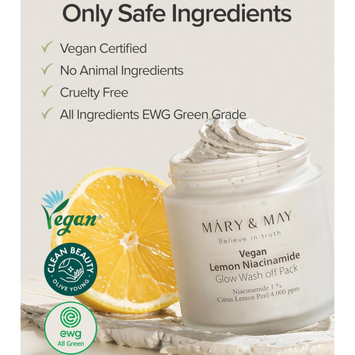 Mary & May - Máscara Facial Esfoliante Lemon Niacinamide Glow Wash off